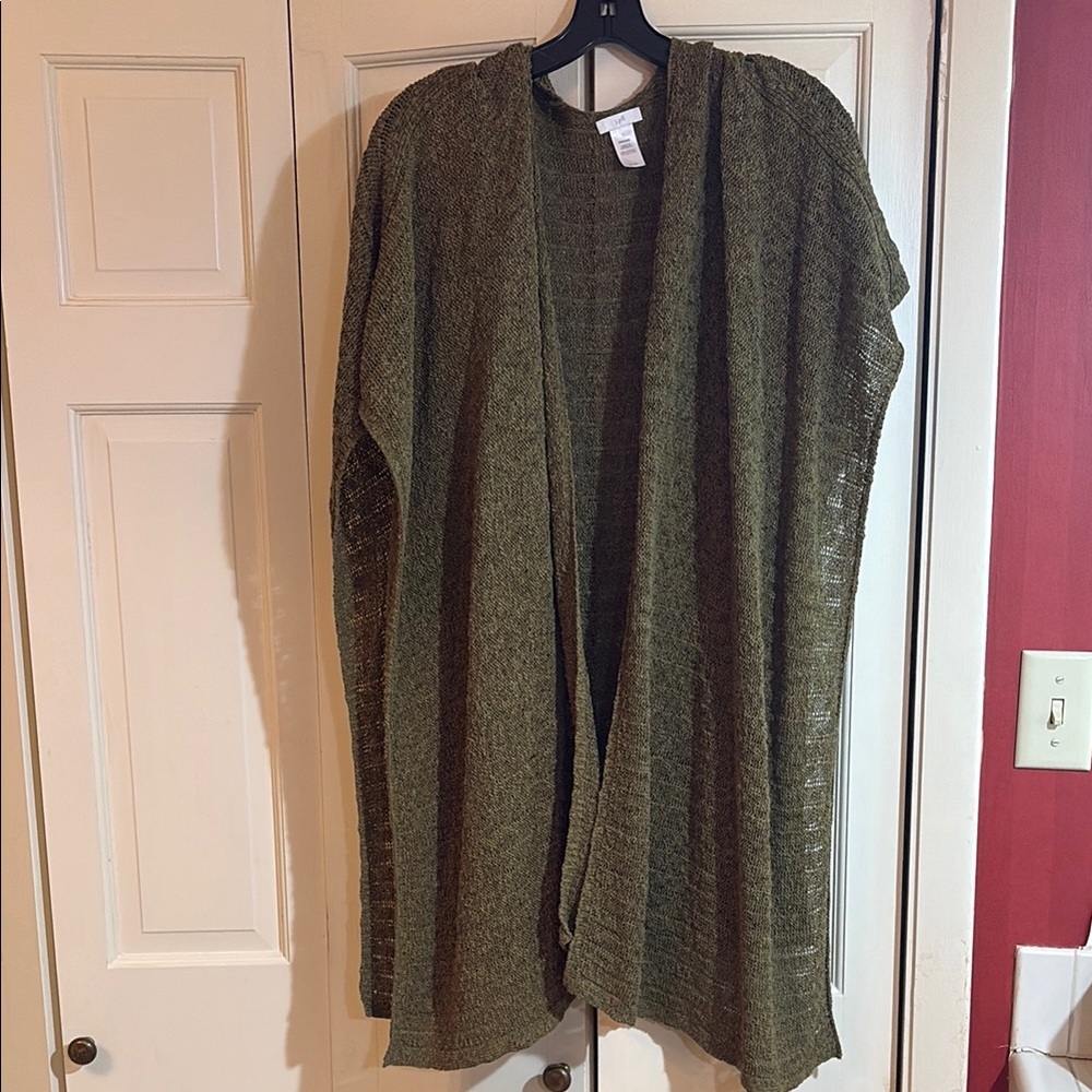 J. Jill Green Open Knit Long Vest, NWOT